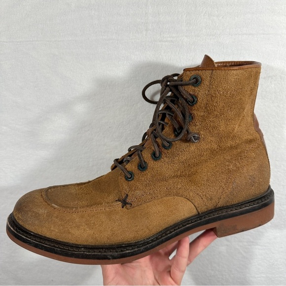 Frye Wallace brown suede lace up boot leather distressed - Picture 5 of 15